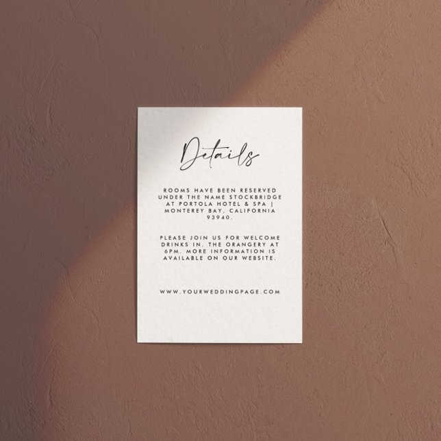 Modern Minimalist Cream & Black Script Wedding  Tilläggskort (Skapare uppladdad)