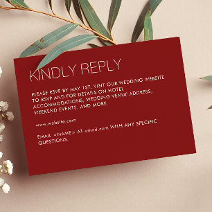 Modern minimalist Crimson Red Bröllop OSA Kort