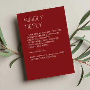 Modern minimalist Crimson Red Bröllop OSA Kort