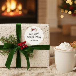 Modern Minimalist Custom Color Christmas Class Runt Klistermärke