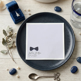 Modern minimalist dammblå baby shower med rosett pappersservett