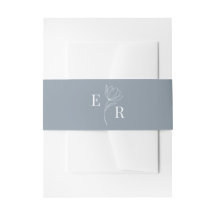 Modern minimalist dammblå blomsterinitial