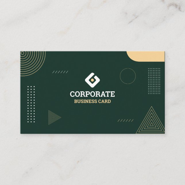 Modern Minimalist Dark Green & Gold Corporate Visitkort (Framsida)