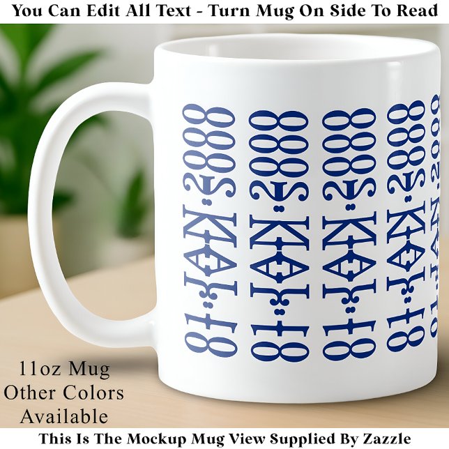 Modern Minimalist Date Hidden Message Custom Blue Kaffemugg (Skapare uppladdad)