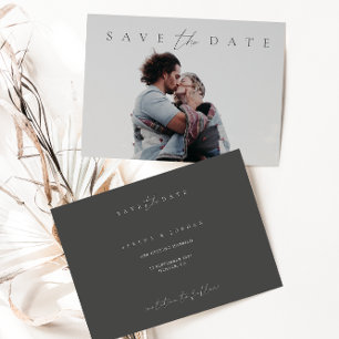 Modern Minimalist Dusty Grått Photo Save Date