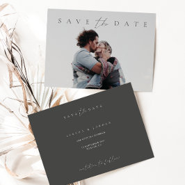 Modern Minimalist Dusty Grått Photo Save Date