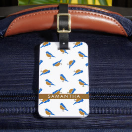 Modern Minimalist Eastern Bluebird Pattern Bagagebricka