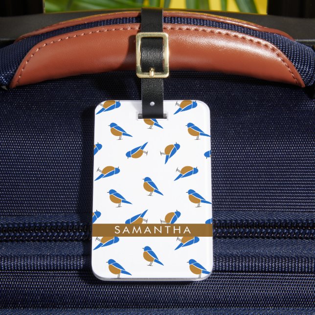 Modern Minimalist Eastern Bluebird Pattern Bagagebricka (Framsida Insitu 2)
