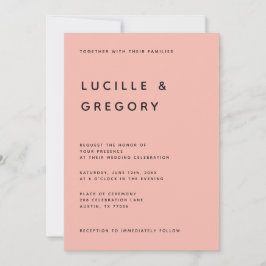 Modern Minimalist Editorial All Caps Peach Inbjudningar