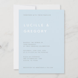 Modern Minimalist Editorial All Caps Sky Blue  Inbjudningar