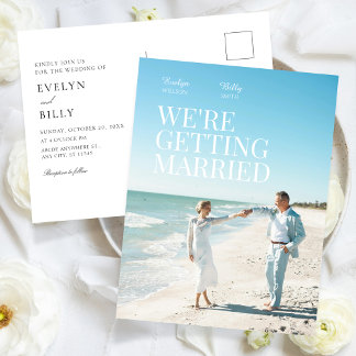 Modern minimalist elegance romance photo wedding inbjudan vykort