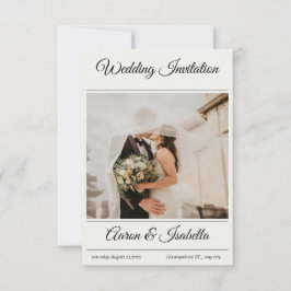 Modern minimalist elegant enkel foto bröllop inbjudningar