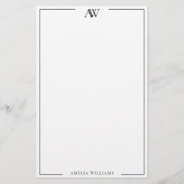 Modern Minimalist Elegant Monogram Brevpapper