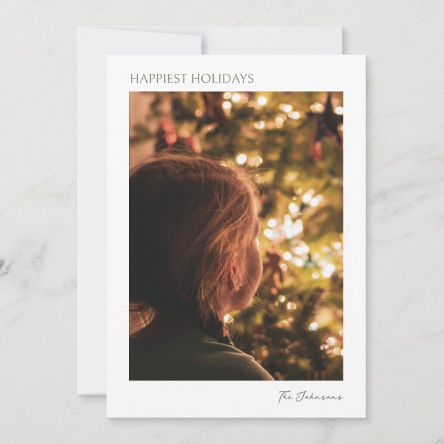 Modern Minimalist Elegant Photo Christmas Card Inbjudningar (Framsida)