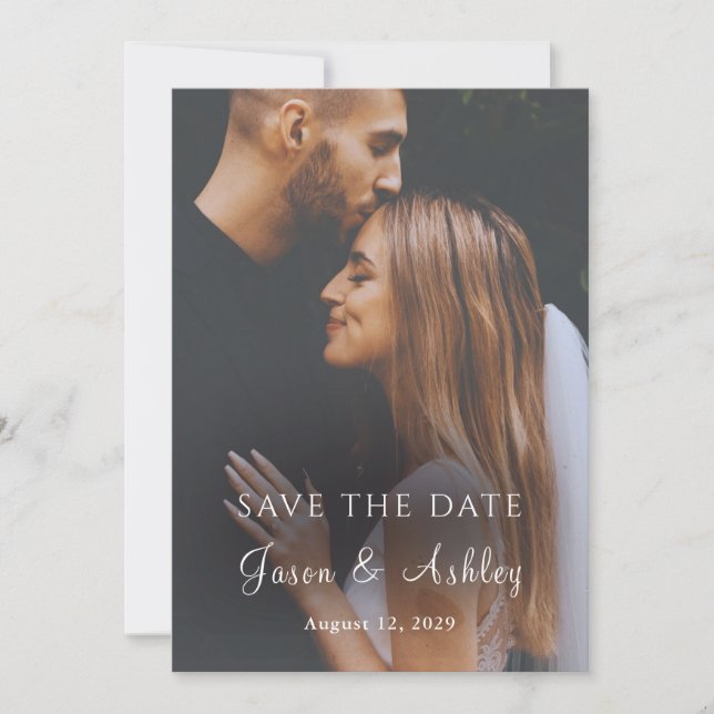 Modern Minimalist Elegant Photo Save The Date Card Inbjudningar (Framsida)