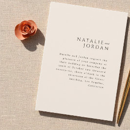 Modern Minimalist Elegant Simple Cream Wedding Inbjudningar