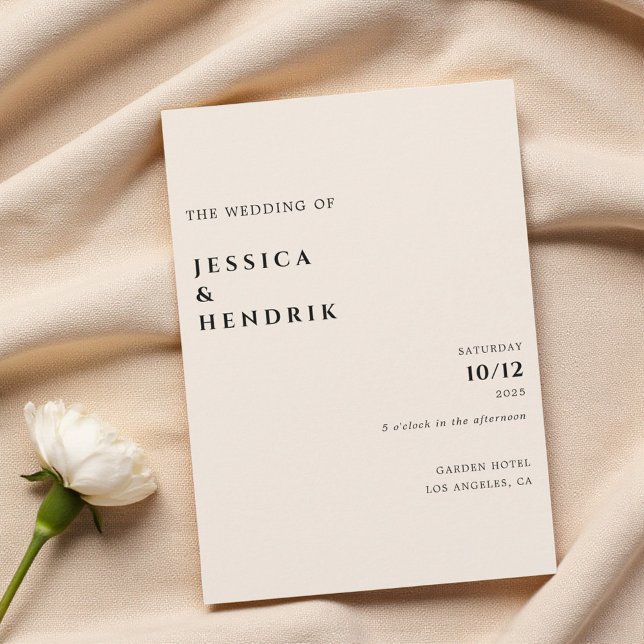 Modern Minimalist Elegant Simple Cream Wedding Inbjudningar (Skapare uppladdad)