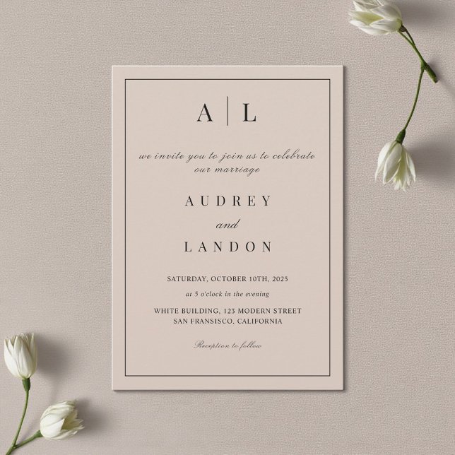 Modern Minimalist Elegant Simple Ivory Wedding Inbjudningar (Skapare uppladdad)