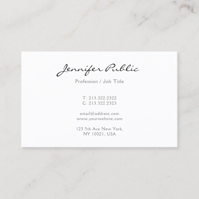 Modern Minimalist Elegant Trendy Calligraphy Name Visitkort (Framsida)