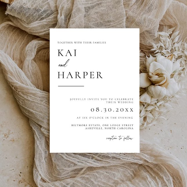 Modern Minimalist Elegant Wedding Invitations Spara Datumet (Skapare uppladdad)