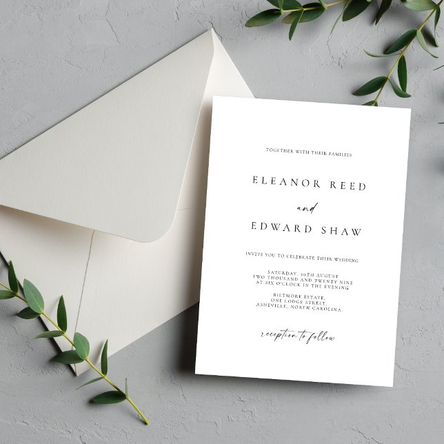 Modern Minimalist Elegant Wedding Invitations Spara Datumet (Skapare uppladdad)