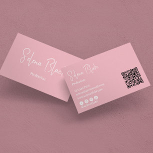 Modern minimalist Elegantens Blommar och QR-kod Visitkort