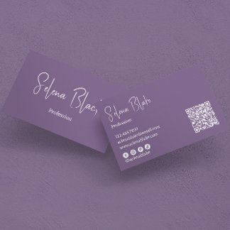 Modern minimalist | Elegantens Lila och QR-kod Visitkort