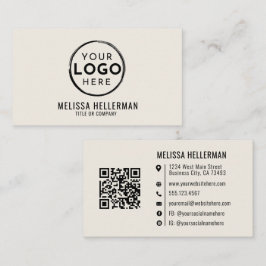 Modern Minimalist Elfenben Professionell Logotyp Visitkort
