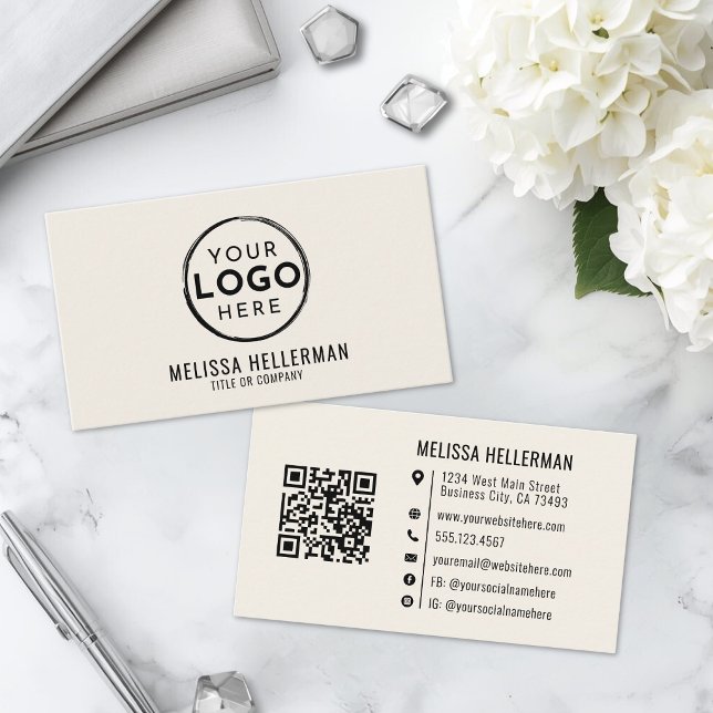 Modern Minimalist Elfenbensfärgad Professionell Lo Visitkort (Modern Minimalist Ivory Professional Logo Business Card )