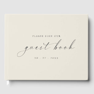 Modern minimalist elfenbensgästbok för bröllop gästböcker