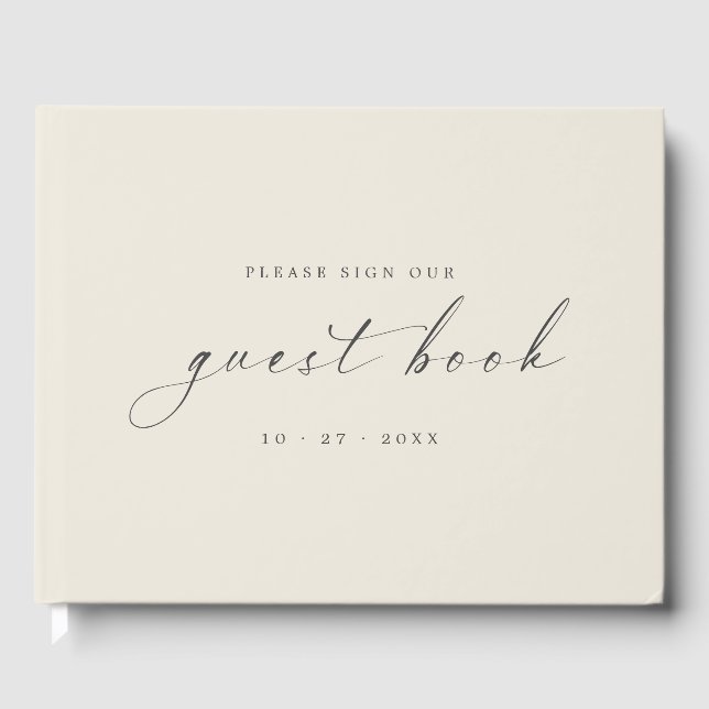 Modern minimalist elfenbensgästbok för bröllop gästböcker (Framsida)
