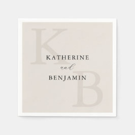 Modern minimalist elfenbensmonogram bröllop pappersservett