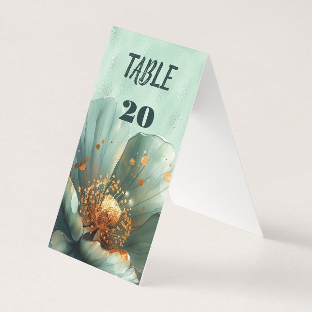 Modern Minimalist Emerald and Gold Wedding Kort (Framsida)