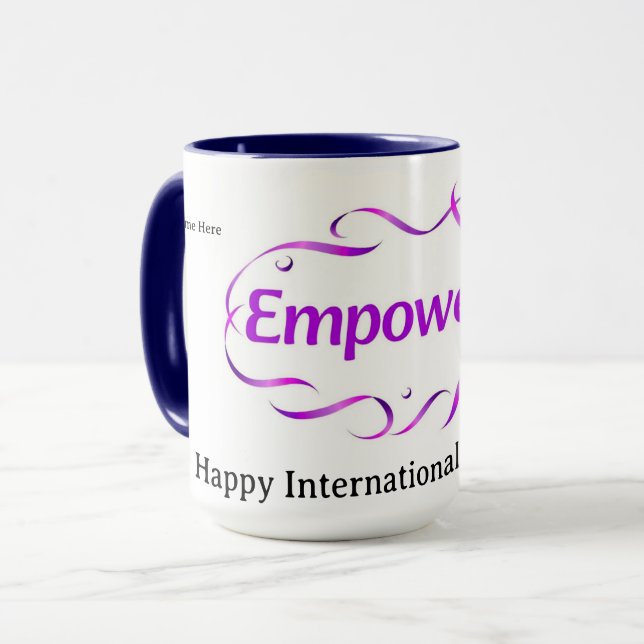 Modern Minimalist Empowered IWD 2026 Anpassad Mugg (Framsida vänster)