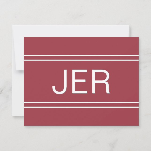 Modern minimalist enkel monogram initialbokstav rö anteckningskort (Framsida)
