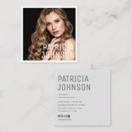 Modern minimalist enkel professionell foto fyrkant fyrkantigt visitkort