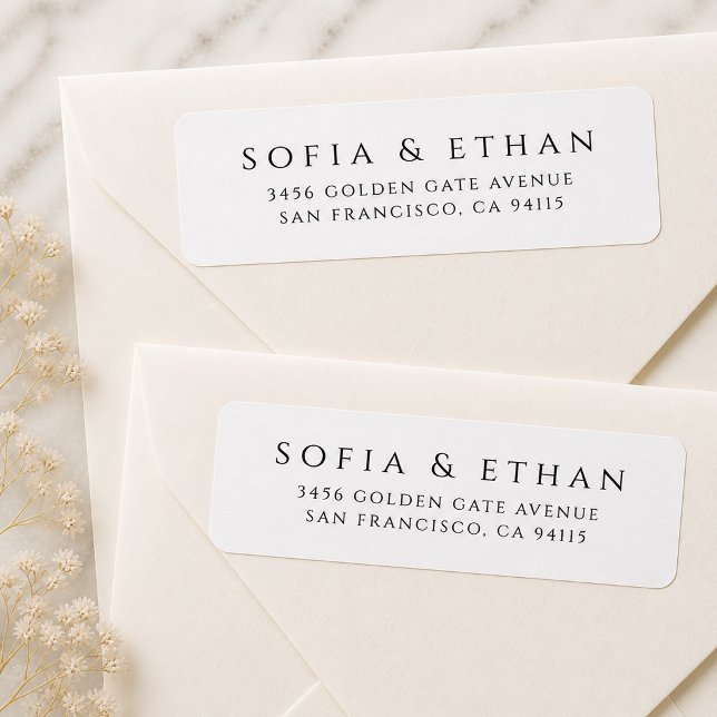 Modern minimalist etikett för returadress  (Modern Minimalist Return Address Label displayed on cream envelopes.)