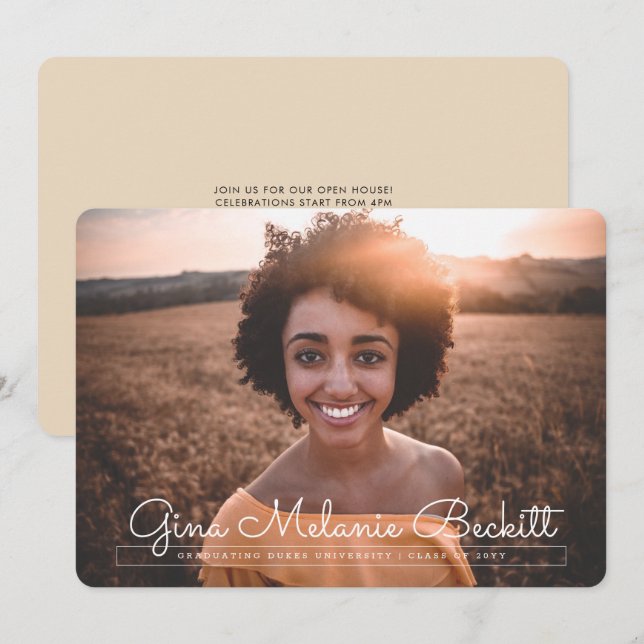 Modern Minimalist Examenstryck Inbjudningar (Fram/baksida)