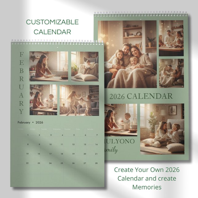 Modern Minimalist Family Photo Calendar 2026 Kalender (Skapare uppladdad)