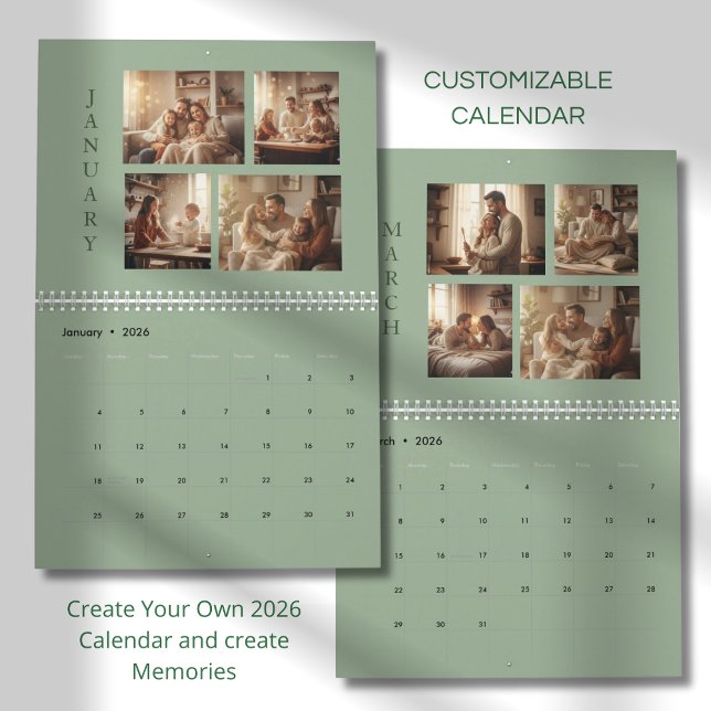 Modern Minimalist Family Photo Calendar 2026 Kalender (Skapare uppladdad)