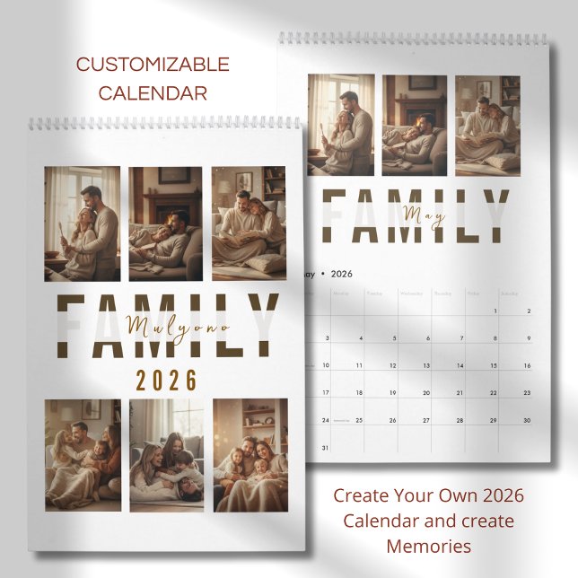Modern Minimalist Family Photo Calendar 2026 Kalender (Skapare uppladdad)