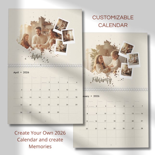 Modern Minimalist Family Photo Calendar 2026 Kalender (Skapare uppladdad)