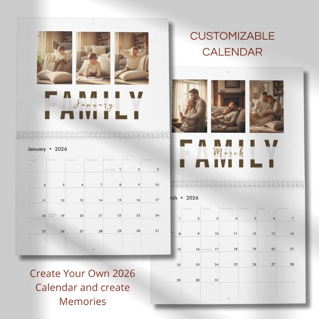 Modern Minimalist Family Photo Calendar 2026 Kalender (Skapare uppladdad)