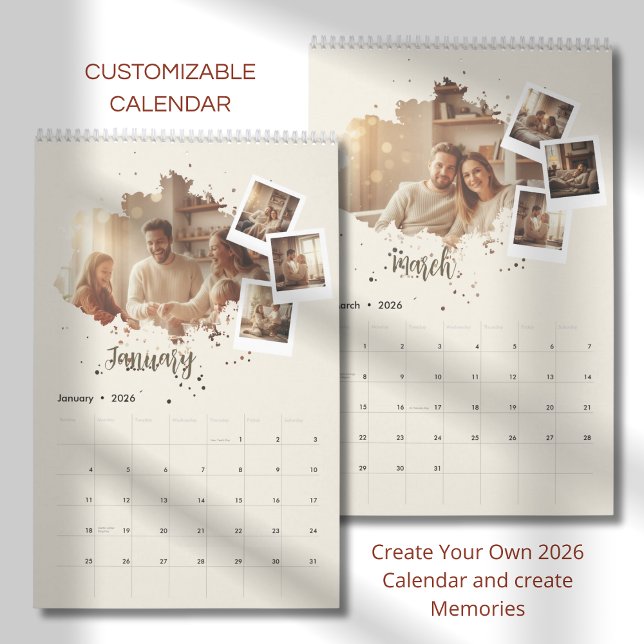 Modern Minimalist Family Photo Calendar 2026 Kalender (Skapare uppladdad)