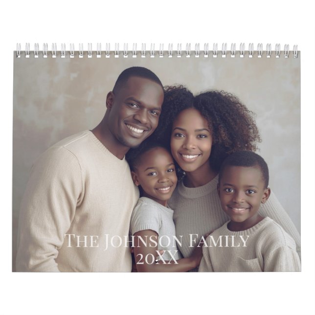 Modern Minimalist Family Photo Calendar Kalender (Omslag)