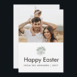 Modern Minimalist Family Photo Happy Easter Julkort<br><div class="desc">"Celebrate the joy of the season with this elegant,  minimalist Easter card featuring your favorite family photo and a delicate botanical illustration. Easily personalize the names and year to create a high-quality,  professional keepsake for your loved ones."</div>
