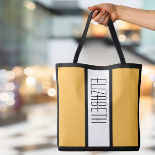 Modern minimalist färgblock anpassat namn gult tygkasse
