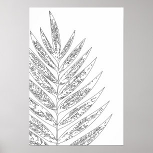 Modern Minimalist Fernteckning i svartvitt Poster