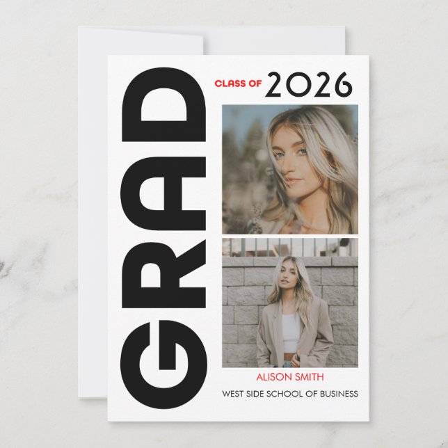 Modern minimalist fet svart typografi avgångsklass meddelande (Framsida)