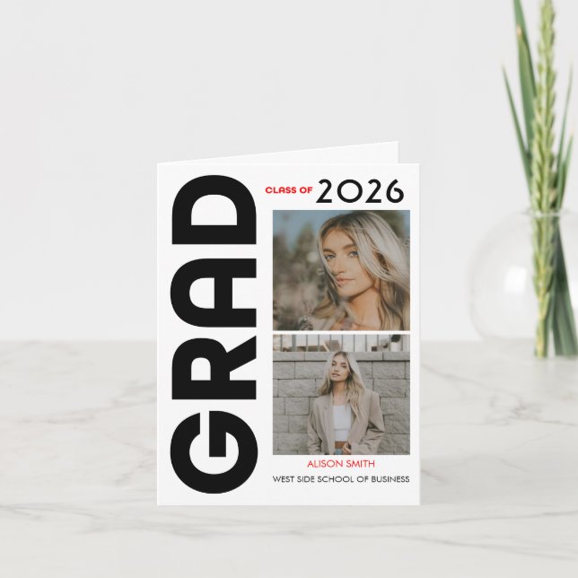 Modern minimalist fet svart typografi examen 2026 meddelande (Framsida)